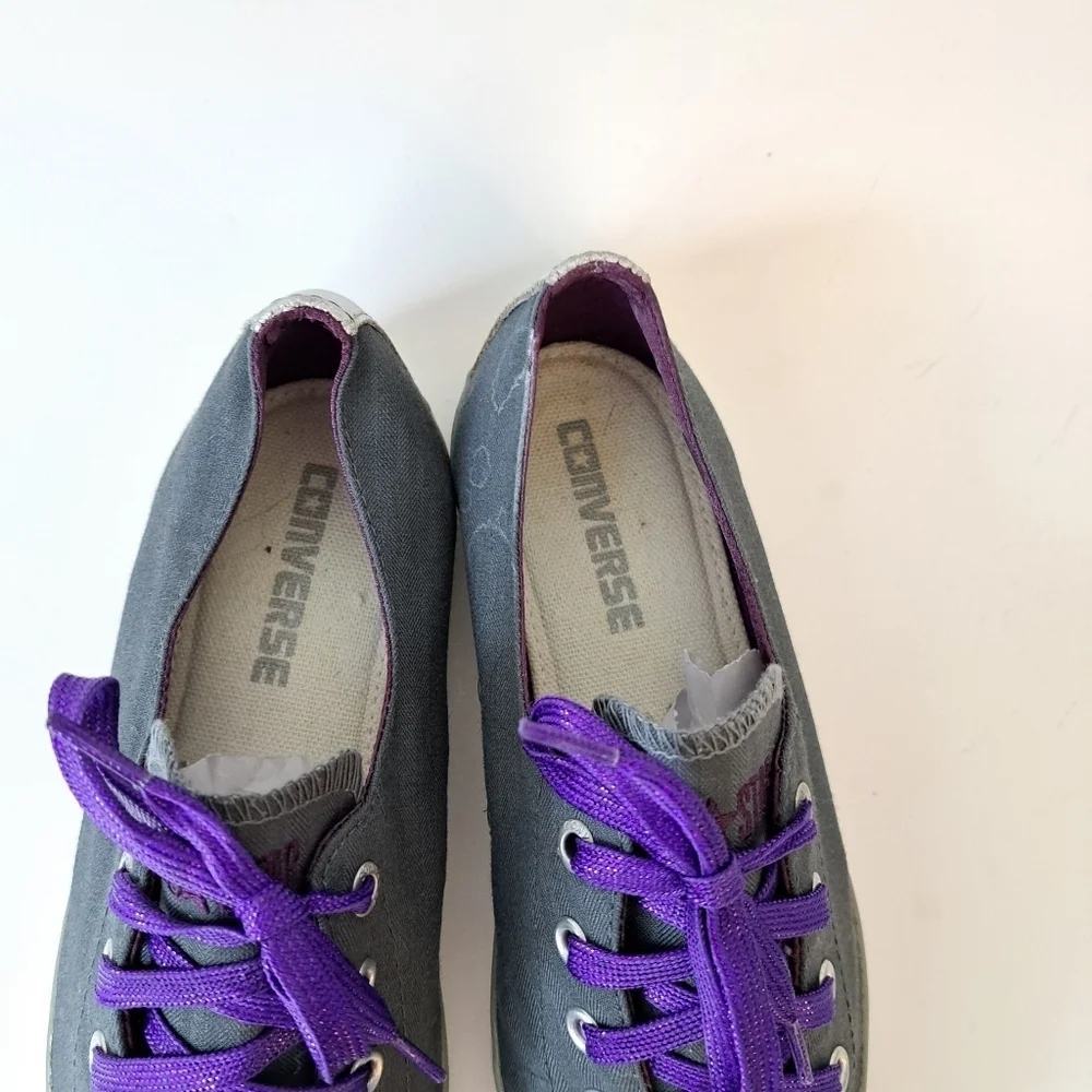 Converse Dainty Low Profile‎ All Star Sneakers Purple Silver Gray - Picture 3 of 8